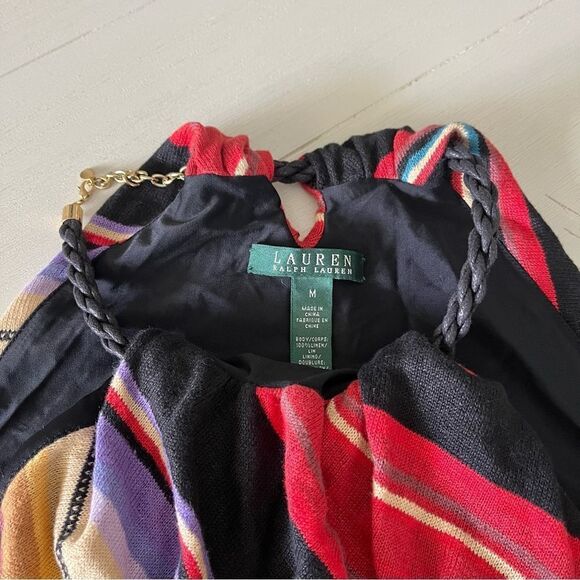 Ralph Lauren Striped Halter Sweater Tank With Shelf Bra and Braided Strap M, NWT - Picture 2 of 10